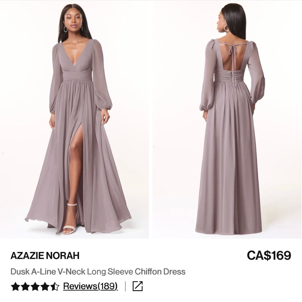 Azazie Long Sleeve Chiffon Dress in Dusk